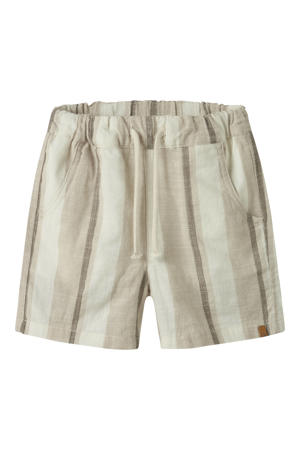 regular waist gestreepte casual short beige met textuur