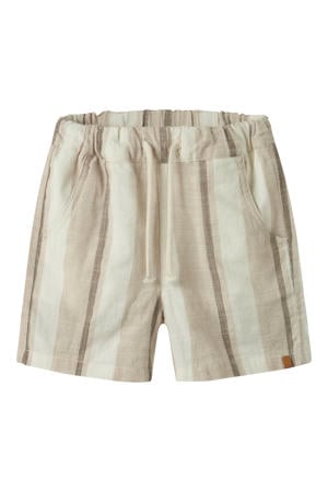 regular waist gestreepte casual short beige met textuur
