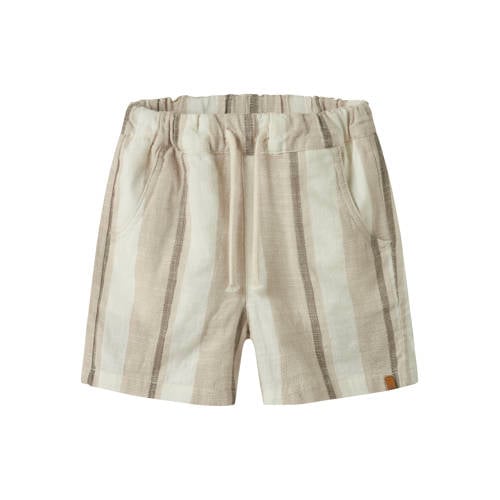 LIL' ATELIER MINI regular waist gestreepte casual short beige met textuur Korte broek Jongens Katoen - maat 110 afbeelding