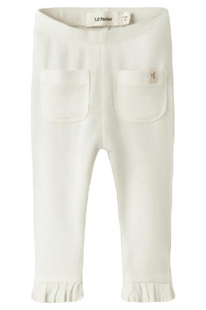 slim regular waist legging ecru met textuur
