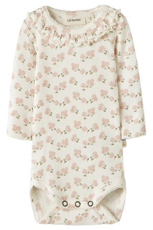 romper met bloemenprint offwhite/lichtroze