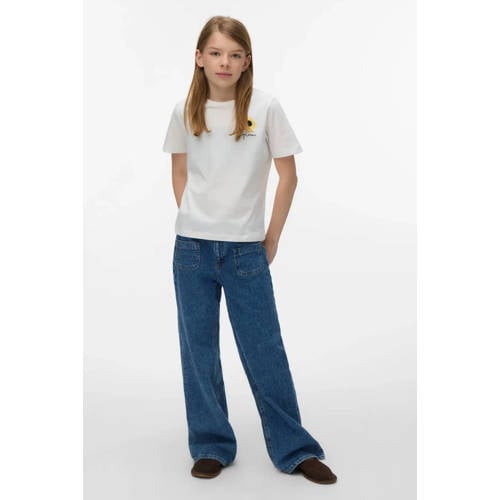 VERO MODA GIRL T-shirt wit Meisjes Katoen Ronde hals Printopdruk - maat 122/128 afbeelding