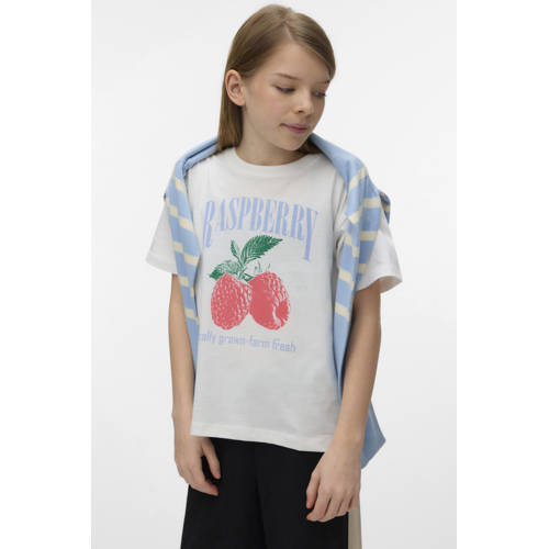 VERO MODA GIRL T-shirt wit Meisjes Katoen Ronde hals Printopdruk - maat 158/164 afbeelding