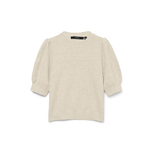VERO MODA GIRL trui beige fijn gebreid Meisjes Polyester Ronde hals Effen - maat 134/140 afbeelding