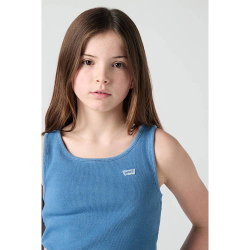 Levi's T-shirt blauw rib gebreid Meisjes Stretchkatoen Ronde hals Effen - maat 164 afbeelding