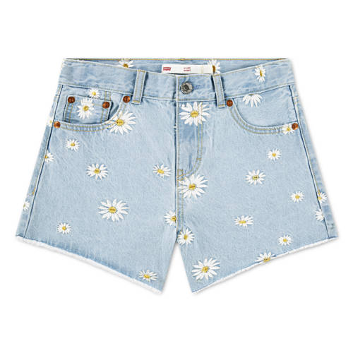 Levi's denim gebloemde short light blue denim Korte broek Blauw Bloemen - maat 116 afbeelding