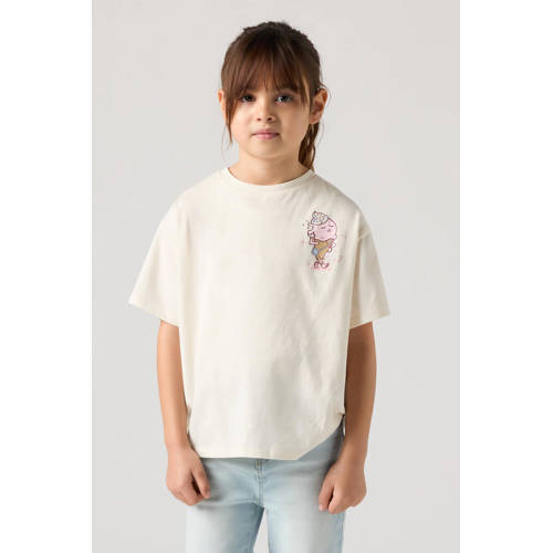 Levi's T-shirt ecru Meisjes Katoen Ronde hals Printopdruk - maat 152 afbeelding