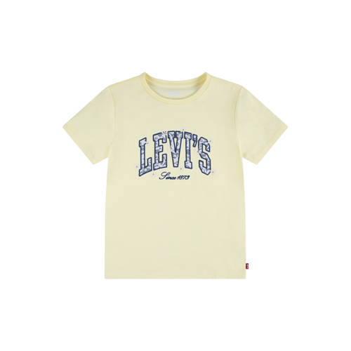 Levi's T-shirt lichtgeel Meisjes Katoen Ronde hals Tekst - maat 158 afbeelding