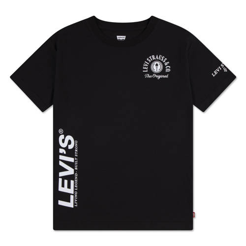 Levi's T-shirt zwart Jongens Katoen Ronde hals Tekst - maat 152 afbeelding