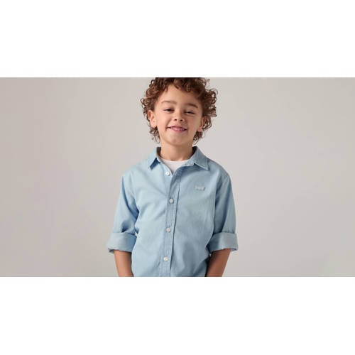 Levi's casual overhemd light blue denim Blauw Jongens Katoen Klassieke kraag - maat 152 afbeelding