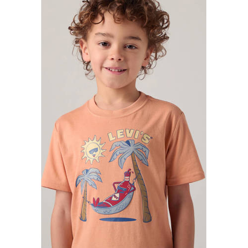 Levi's T-shirt oranje Jongens Katoen Ronde hals Printopdruk - maat 140 afbeelding