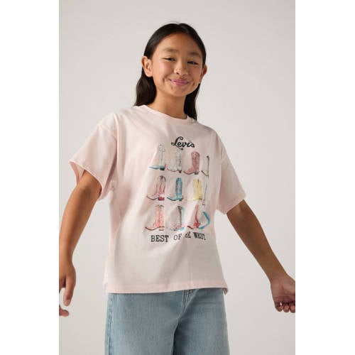 Levi's T-shirt roze Meisjes Katoen Ronde hals Printopdruk - maat 152 afbeelding
