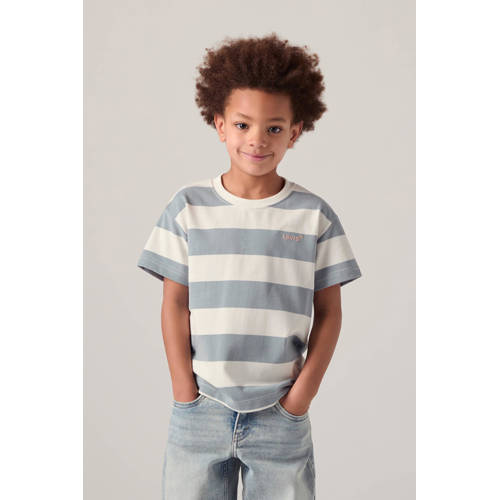 Levi's gestreepte T-shirt blauw Jongens Katoen Ronde hals Logo - maat 164 afbeelding