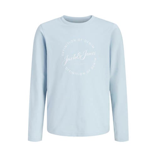 JACK & JONES JUNIOR longsleeve lichtblauw Jongens Katoen Ronde hals Logo - maat 128 afbeelding