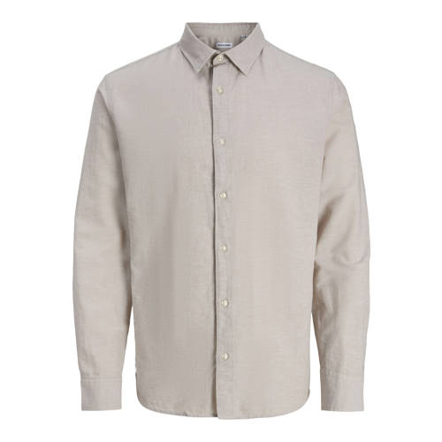 JACK & JONES JUNIOR overhemd met linnen zand Beige Jongens Katoen Klassieke kraag - maat 152 afbeelding
