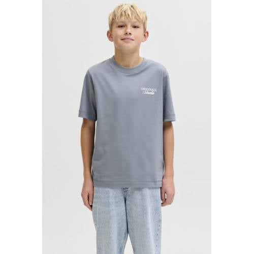 JACK & JONES JUNIOR T-shirt met backprint lichtblauw Jongens Katoen Ronde hals - maat 140 afbeelding