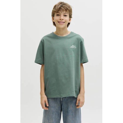 JACK & JONES JUNIOR T-shirt met backprint groen Jongens Katoen Ronde hals - maat 140 afbeelding