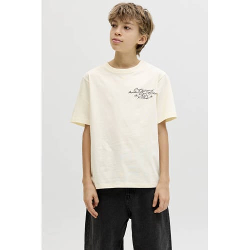 JACK & JONES JUNIOR T-shirt met backprint ecru Jongens Katoen Ronde hals - maat 128 afbeelding