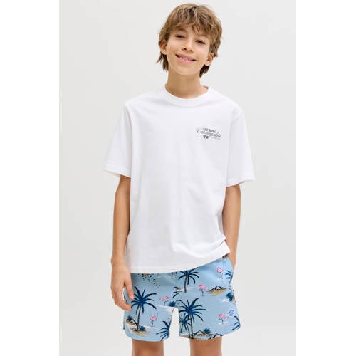 JACK & JONES JUNIOR T-shirt met backprint wit Jongens Katoen Ronde hals - maat 176 afbeelding