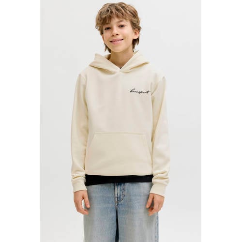 JACK & JONES JUNIOR hoodie met backprint ecru Sweater Backprint - maat 140 afbeelding