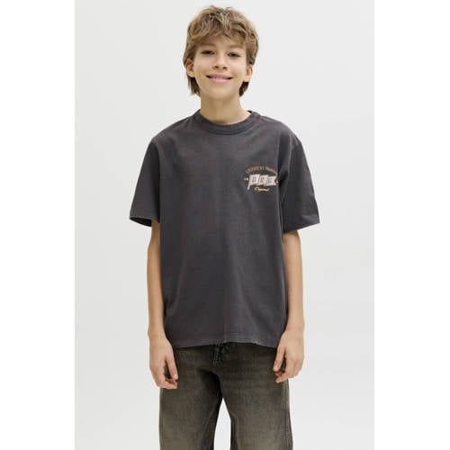 JACK & JONES JUNIOR T-shirt zwart Jongens Katoen Ronde hals Printopdruk - maat 164 afbeelding