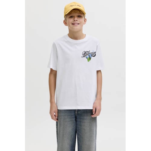 JACK & JONES JUNIOR T-shirt met backprint wit Jongens Katoen Ronde hals - maat 176 afbeelding