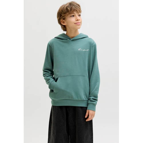 JACK & JONES JUNIOR hoodie met backprint groen Sweater Backprint - maat 128 afbeelding