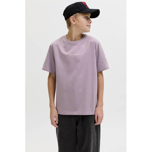 JACK & JONES JUNIOR T-shirt met backprint lila Paars Jongens Katoen Ronde hals - maat 176 afbeelding