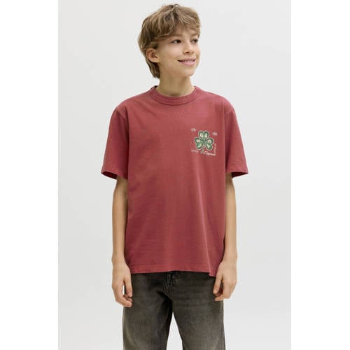 JACK & JONES JUNIOR T-shirt rood Jongens Katoen Ronde hals Printopdruk - maat 140 afbeelding