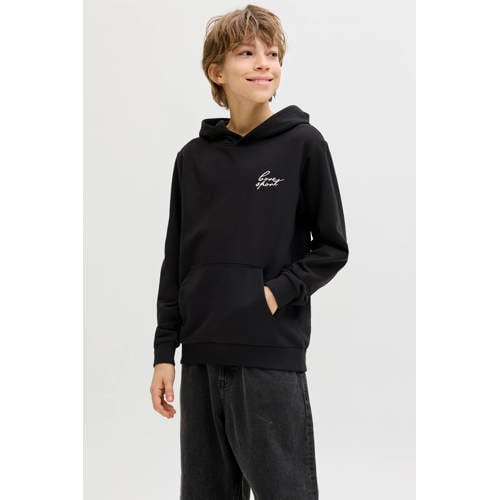 JACK & JONES JUNIOR hoodie met backprint zwart Sweater Backprint - maat 152 afbeelding