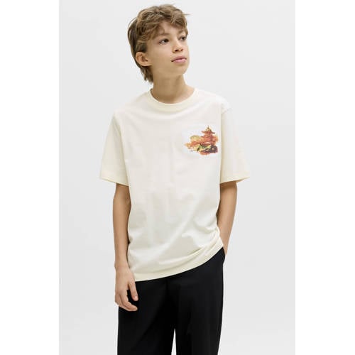 JACK & JONES JUNIOR T-shirt met backprint wit Jongens Katoen Ronde hals - maat 152 afbeelding