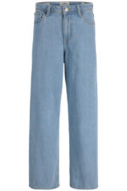 thumbnail: Medium blue denim jongens JJ REBEL JUNIOR high waist baggy jeans van denim met rits- en knoopsluiting en effen
