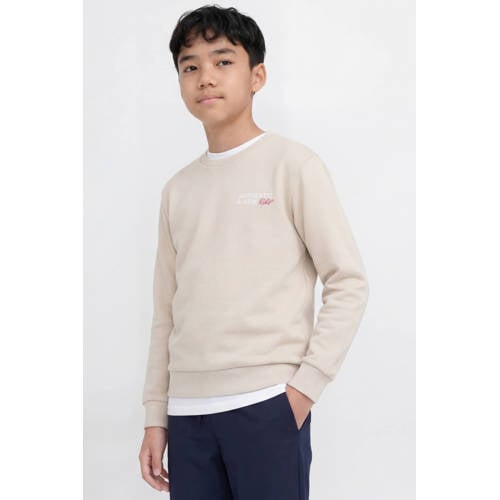 JJ REBEL JUNIOR sweater met backprint ecru Jongens Polyester Ronde hals - maat 128 afbeelding