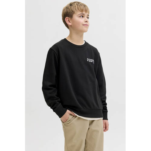 JJ REBEL JUNIOR sweater met backprint zwart Jongens Polyester Ronde hals - maat 164 afbeelding