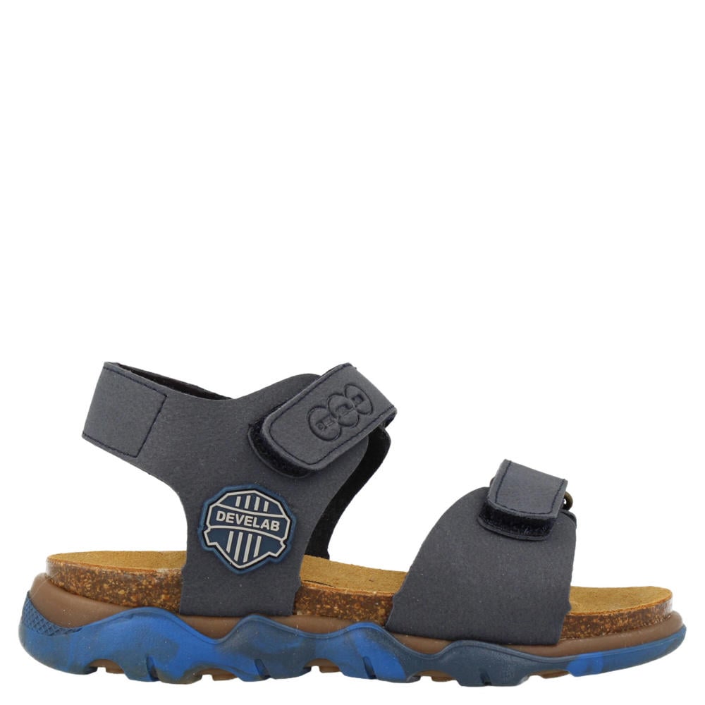Donkerblauwe jongens Develab sandalen van 80% fabrics/20% leer met klittenband