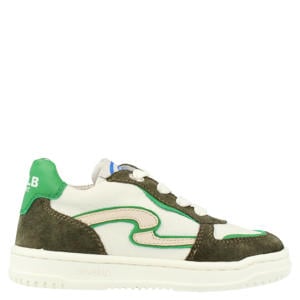 leren sneakers groen/wit