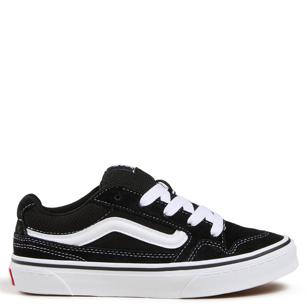 Zwart en witte jongens en meisjes VANS Caldrone sneakers van leer met veters
