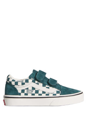 Old Skool leren sneakers blauwgroen/ecru