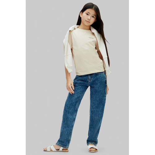 Calvin Klein T-shirt beige Jongens/Meisjes Katoen Ronde hals Effen - maat 164 afbeelding