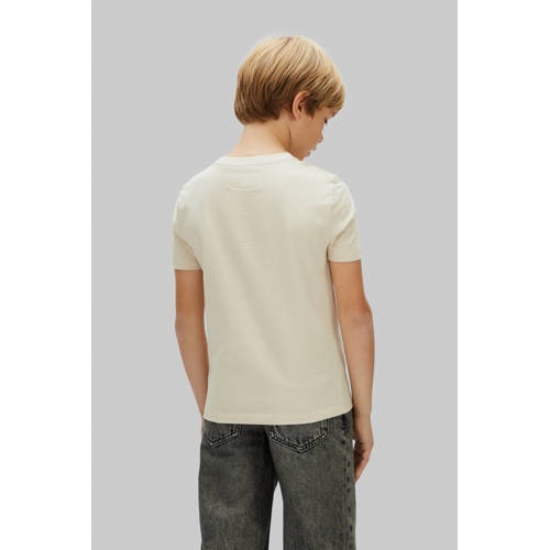 Calvin Klein T-shirt beige Jongens Katoen Ronde hals Effen - maat 140 afbeelding