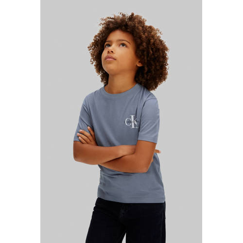 Calvin Klein T-shirt blauw Jongens/Meisjes Katoen Ronde hals Effen - maat 140 afbeelding