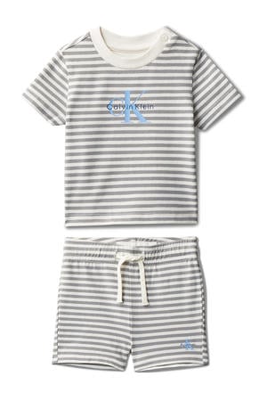 baby T-shirt + korte broek grijs/wit