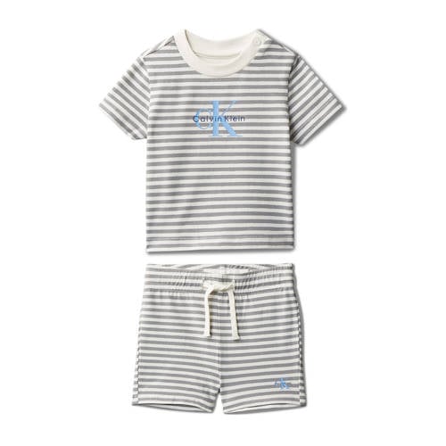 Calvin Klein baby T-shirt + korte broek grijs/wit Shirt + broek Jongens Katoen Ronde hals - maat 86 afbeelding