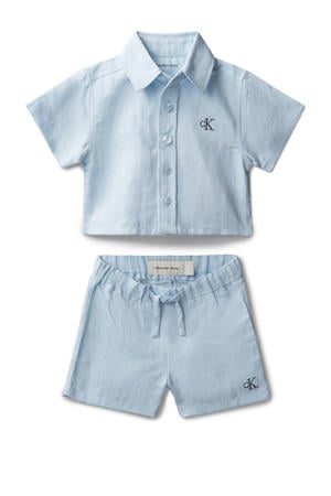 baby overhemd + korte broek lichtblauw