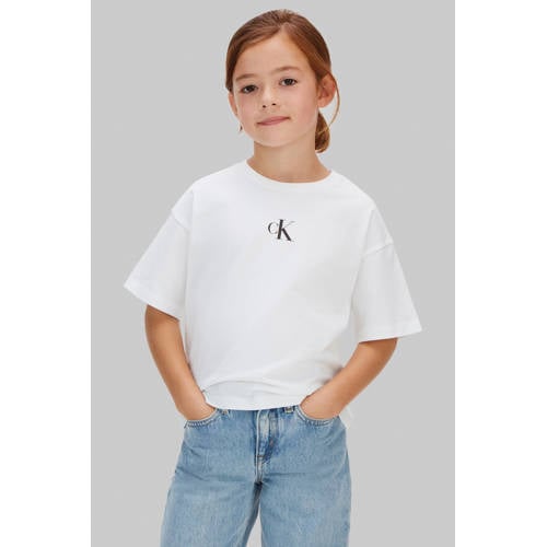 Calvin Klein T-shirt wit Meisjes Katoen Ronde hals Effen - maat 176 afbeelding