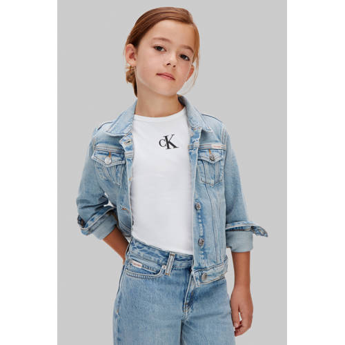 Calvin Klein wide leg jeans light blue denim Blauw Effen - maat 164 afbeelding