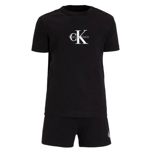 Calvin Klein T-shirt + korte broek zwart Set Jongens Katoen Ronde hals