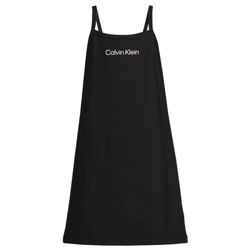 Calvin Klein A-lijn jurk zwart Meisjes Viscose Ronde hals Logo - maat 176 afbeelding