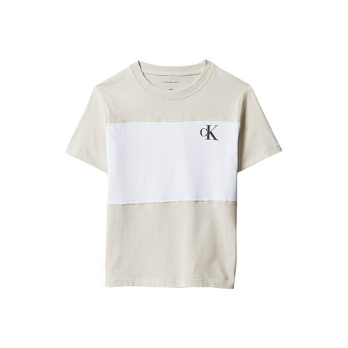 Calvin Klein T-shirt - set van 2 beige/zwart Jongens Katoen Meerkleurig - maat 128 afbeelding