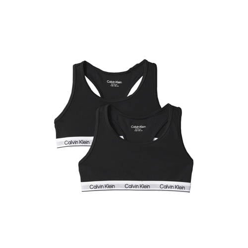Calvin Klein bh top - set van 2 zwart Meisjes Stretchkatoen Effen - maat 140/152 afbeelding